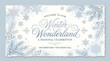 © Asma - Winter wonderland event invitation banner featuring elegant calligraphy delicate snowflakes and watercolor pine branches.