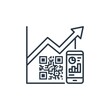 © Summaya - Business growth line icon with QR code graph and smartphone analytics