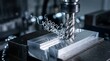 © Ali - Industrial milling machine cutting a groove into a metal block in a workshop
