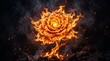 © ASEP - Majestic Burning Rose Blossom Made of Glowing Fire and Sparks on Dark Background