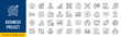 © iiierlok_xolms - Business Project line icon set in editable stroke style. Project management, planning, strategy, workflow, tasks, timeline, deadline, teamwork, goals, progress, budget, resources, collection. Vector