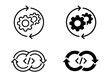 © Shapla - Black and white gear and programming code vector icons set with development