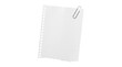 © Graphics Stock - Blank white notebook paper with metal paperclip, torn spiral page mockup, isolated office stationery on white background