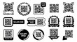 © Waseem - Black QR code icons set with scan me text on white background