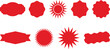 © Tanvir - Set of red starburst, sunburst badges, Sale sticker, price tag, starburst icon set , Circle sticker set. Wavy edge promo red badges. Star burst shape tags for price. Red sale tag