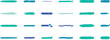 © Konica - Set of horizontal brush strokes and paint lines in shades of blue and teal isolated on a black background, for projects