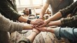 © Ruslan Abdullin - Teamwork hands stacked together in creative artisan workshop