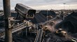 © Dionisia - CCTV Camera Over Coal Stockpile Yard with Extreme F1 Blurred Mining Operations Background