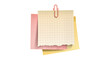 © pixogram - Stack of colorful sticky notes with a rose gold paperclip, isolated on transparent background