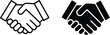 © Ali Vector - Deal handshake icon featuring black outline and solid fill styles for business agreements, partnerships, contracts, and editable vector design.