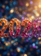 © NURUL - Sparkling gemstone numbers 2028 with blurred bokeh lights festive new year celebration