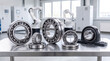© Yudi - Various bearing types including tapered, spherical, and pillow block displayed in robotic automation lab