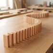 © 행운 행 - 우드테이블 위 우드 도미도가 쭉 이어져잇다 The wooden domidos on the wooden table stretch out continuously