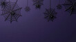 © Shimu - Halloween 3D black spider web border on purple background for holiday party invitation