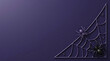 © Shimu - 3D Halloween spider web corner border with spiders on a dark purple background