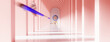 © Studio-FI - Arrow flying towards target in surreal pink architectural corridor showing aim