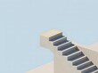 © Ferdoush - Minimalist concrete staircase leading to nowhere against a clear blue sky background