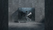 © Rattachat - Massive circular bank vault door set into a rough concrete wall, illuminated by dramatic lighting that highlights polished steel details