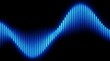 © Design Store - Blue neon sound wave visualization with glowing bars on black background, perfect for audio technology or electronic music concepts.