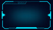 © Sabrix - Neon HUD frame with squares and dots represents interface technology. Neon HUD frame for digital display screen border layout. Neon HUD frame background for futuristic software info.