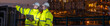 © BESTIMAGE - Teamwork technician discussing petroleum engineering in oil refinery project collaboration at fuel industrial plant Two Male technicians pointing and using laptop at site during nighttime banner