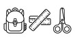 © reza - School supplies icon set featuring backpack ruler and scissors vector illustration for education and stationery design