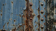 © ANMZAKARIA - Weathered blue metal panel with rust and rivets | Industrial rusty iron texture background | Peeling paint on corroded metal surface | Aged steel plate with heavy oxidation