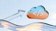 © photo for everything - Glass cloud symbol with code sign and arrow icon above glowing fiber optic cable network background for modern digital technology data