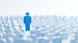 © LavaPixel - Concept of leadership with one blue human figure emerging clearly from a crowd of blurred silhouettes.