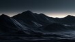 © Waewsiri - 3D Topographic dramatic 3D topographic wave form, smooth dark charcoal undulating surface like aerial view of mountain range photographed at midnight, single raking light source from left creating