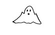 © Misbah - Cute Ghost Doodle — Hand-Drawn Surprised Cartoon Spook, Minimal Black Outline for Photoshop & Illustrator