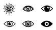 © Md - Minimalist Eye Icons Set, Vision Symbol Collection, Insight and Awareness Graphics, Simple Black and White Vector Elements for Design