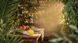 © Anna - Festive Sukkot Table with Etrog, Lulav, and Fruits in Golden Light