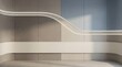 © SibteHUSSAIN - Modern broadcast studio background featuring curved architectural light strips on neutral grey and blue p — a professional green screen background for news broadcast, TV studio, and anchor desk videos