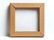 © tiger - Corrugated cardboard square frame with empty center on white background, minimalist clean composition suggesting DIY creativity