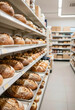 © Pixel-Shot - Bakery retail and food supply chain, fresh artisan bread loaves displayed on supermarket shelves for grocery shopping and consumer food industry