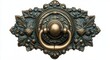 © zhuan - ornate antique brass door knocker with circular ring and central knob on decorative floral backplate with leaves and acorns, aged patina and elegant welcoming charm