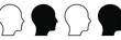 © Nargis - Alternating sequence of human head silhouettes in profile view, black and white outline and solid shapes, representing diversity, psychology, or mental health concepts