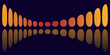 © Design6300 - Abstract sound wave visualizer with warm orange and red oval elements reflecting on a dark blue background for audio technology concepts.