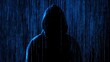 © suyu - Silhouette of hacker isolated on black background with binary codes, cybersecurity concept showing digital threat, programming, data protection and advanced technology security risks