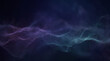 © Sanur - Abstract purple and teal glowing particle wave with digital static texture and vintage scanline aesthetics on a dark background for tech design
