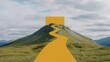 © Swarna - Yellow winding path leading up a grassy mountain to a bright opening