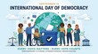 © Dhara - Diverse people voting with a globe backdrop vector illustration
