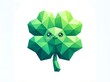 © Vidya Rahmandari - Green lucky clover leaf with geometric design and smiling face