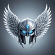 © JHONDOMINIC - Fantasy warrior helmet with metallic wings and glowing blue accents emblem