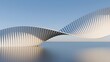 © MdRasel - Futuristic white twisting ribbon bridge structure over a smooth reflective plane