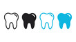 © Asmat - Dental tooth vector icons set showcasing black and blue outline and solid graphic style options