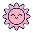 © DrawLogic - Cute Pink Sun Icon With Happy Face And Rays
