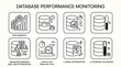 © Lyly - Database performance monitoring vector line icons set showing data growth and optimization