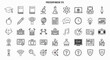 © Faaoji - Education and school icons set. Graduation cap, books, apple, pencil, award, globe, calculator, speech bubble, clock, lightbulb